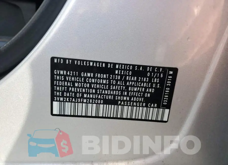 3VW2K7AJ9FM282080 Photo# 12
