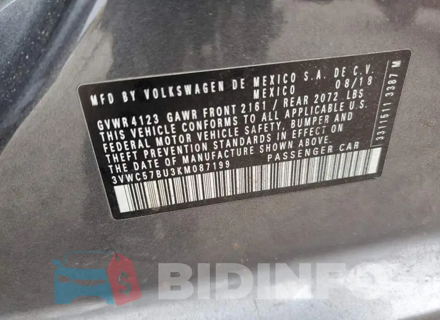 3VWC57BU3KM087199 Photo# 12