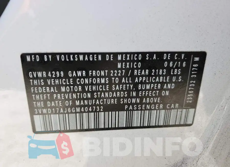 3VWD17AJ6GM404732 Photo# 13