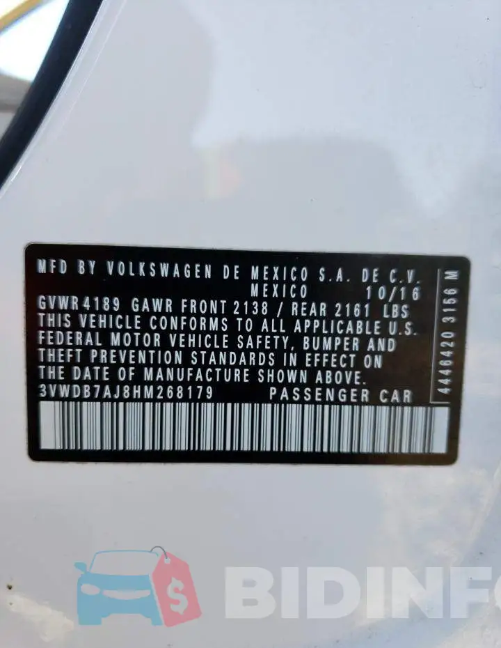 3VWDB7AJ8HM268179 Photo# 12