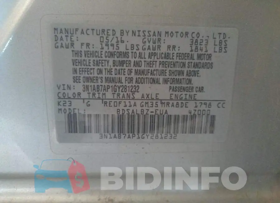 3N1AB7AP1GY281232 Photo# 12