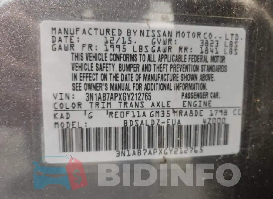 3N1AB7APXGY212765 Photo# 10