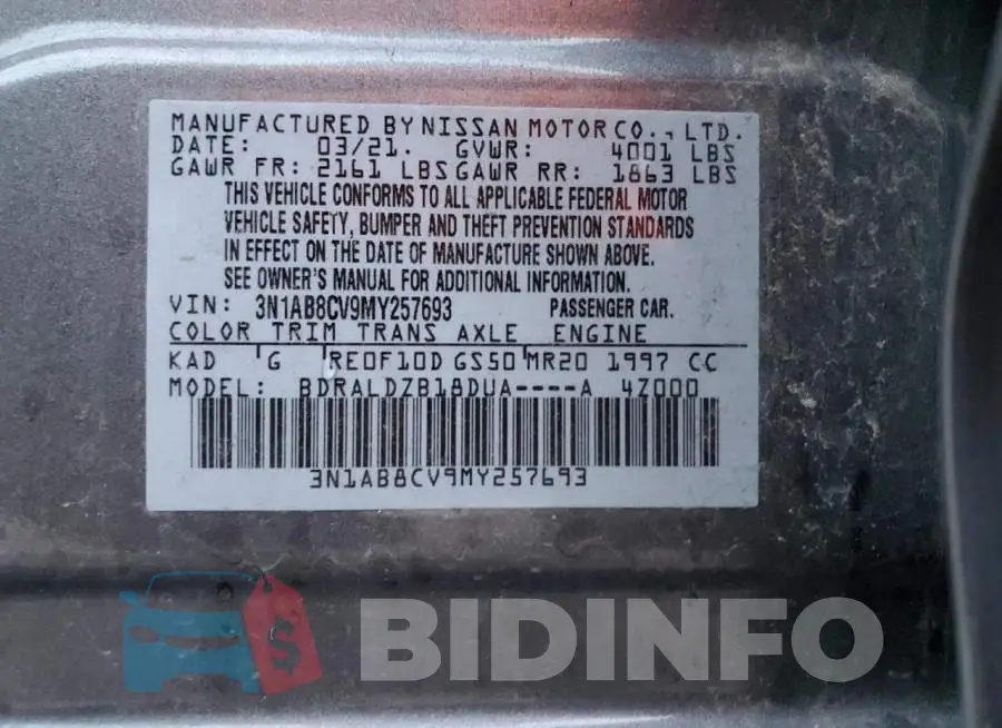 3N1AB8CV9MY257693 Photo# 12