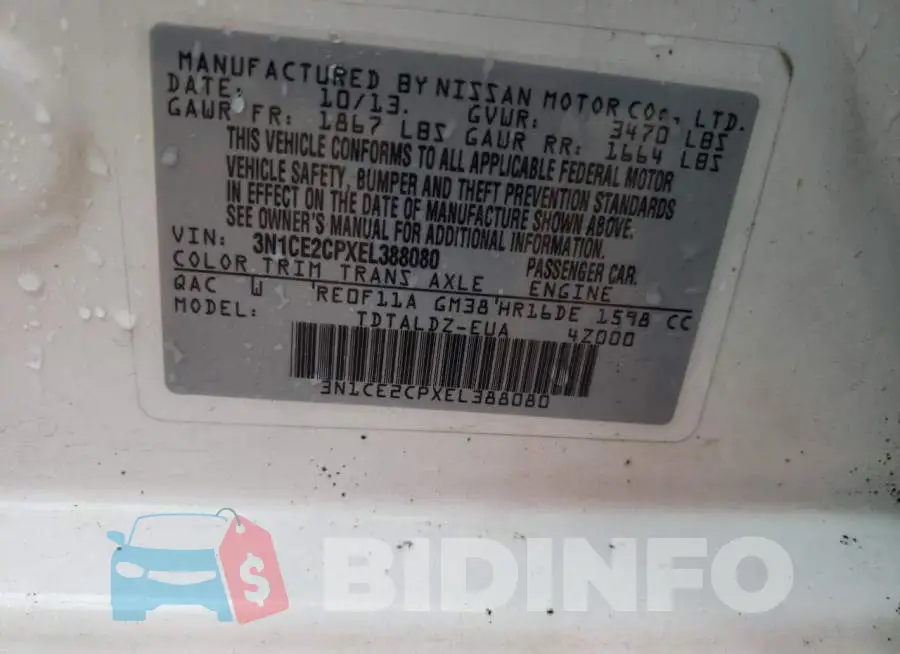 3N1CE2CPXEL388080 Photo# 13