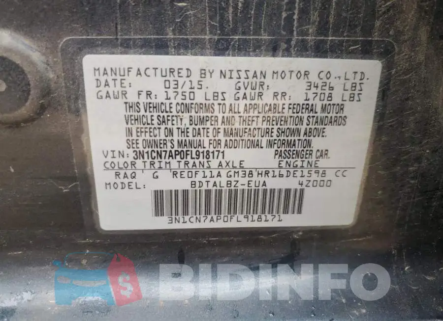 3N1CN7AP0FL918171 Photo# 12