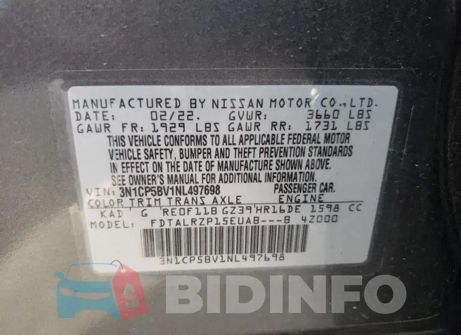 3N1CP5BV1NL497698 Photo# 10