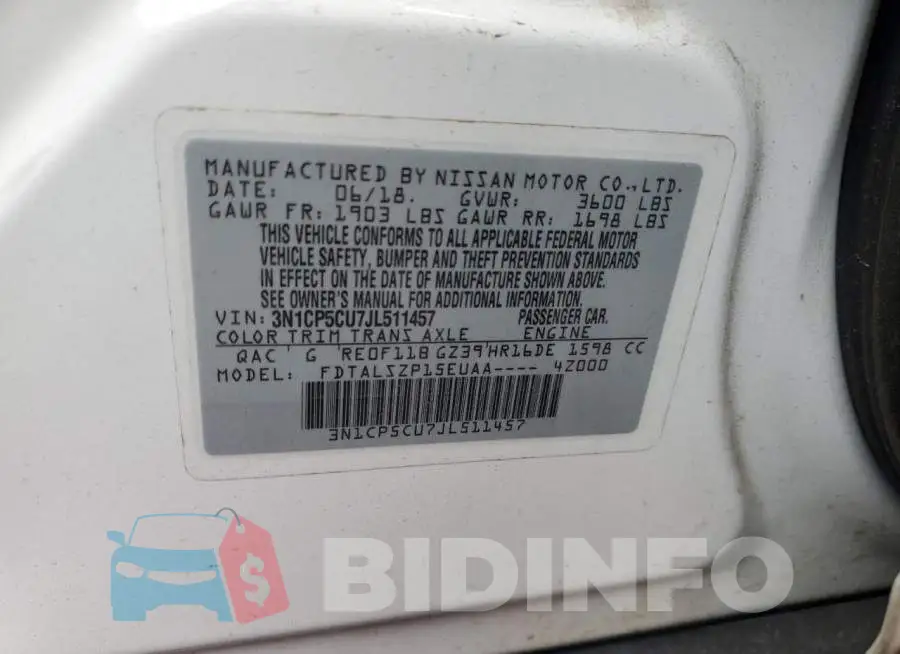 3N1CP5CU7JL511457 Photo# 13