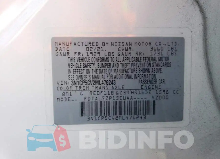 3N1CP5CV2ML476243 Photo# 12