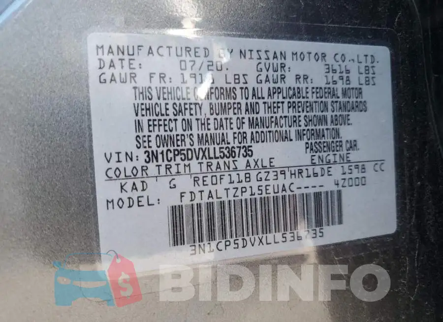 3N1CP5DVXLL536735 Photo# 12