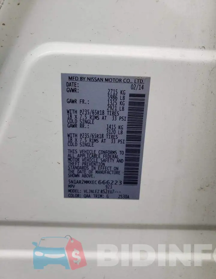 5N1AR2MMXEC666223 Photo# 12