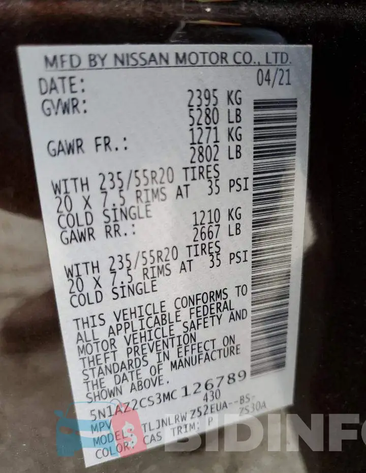 5N1AZ2CS3MC126789 Photo# 12