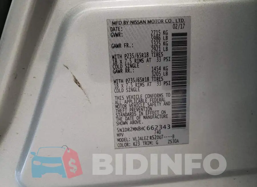 5N1DR2MN8HC662343 Photo# 13