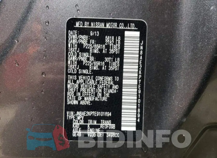 JN8AE2KP7E9101894 Photo# 13