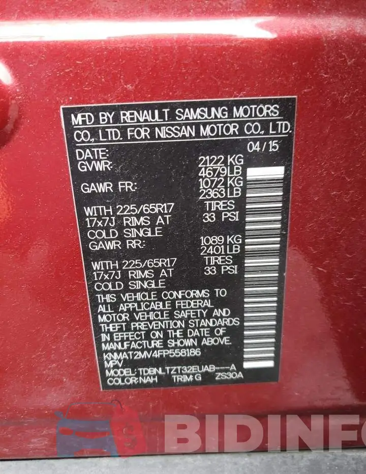 KNMAT2MV4FP558186 Photo# 13
