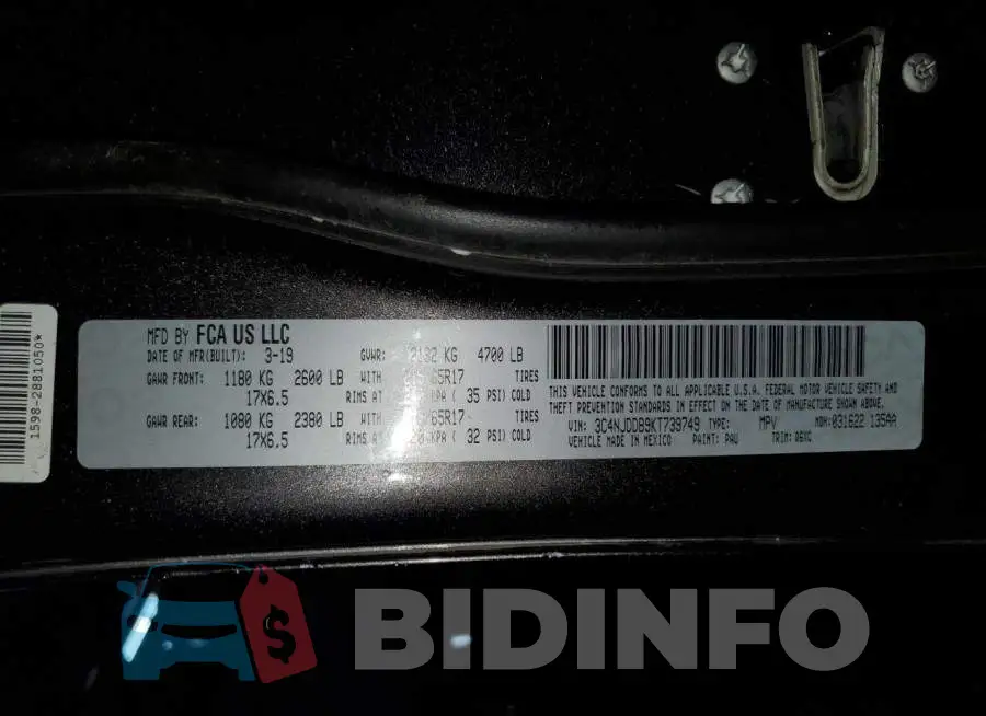 3C4NJDDB9KT739749 Photo# 13