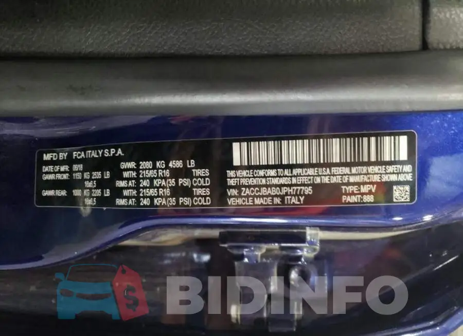 ZACCJBAB0JPH77795 Photo# 10