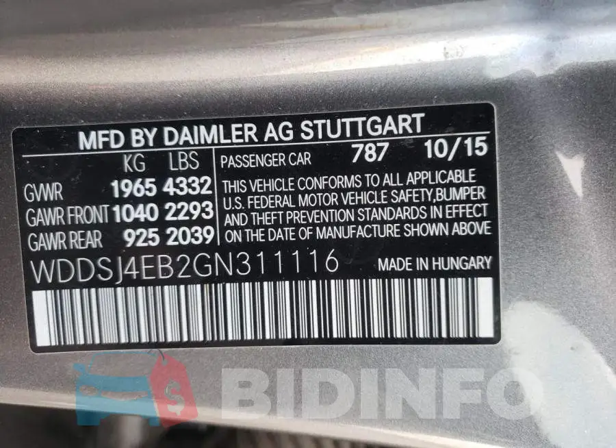 WDDSJ4EB2GN311116 Photo# 12