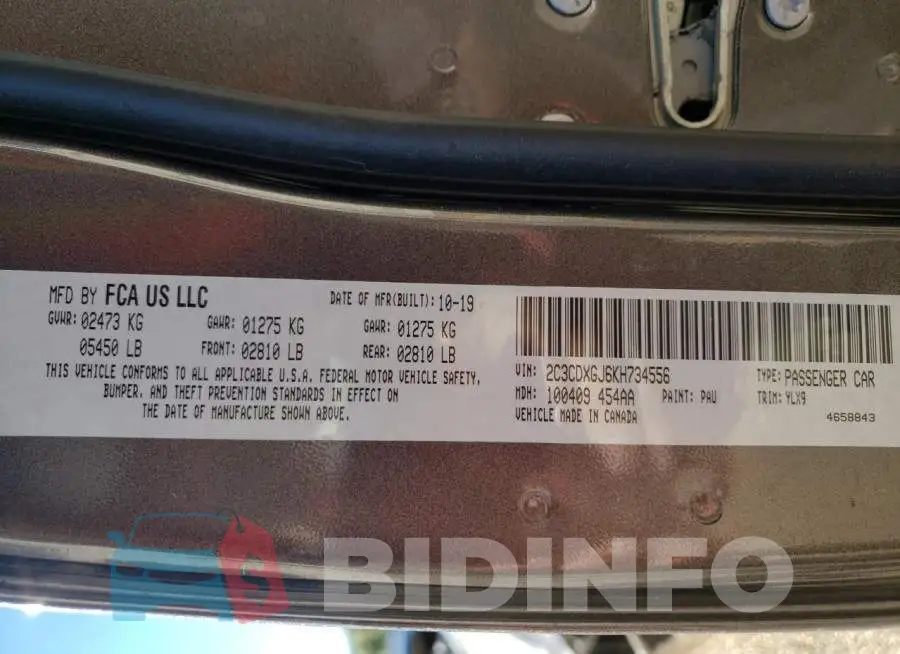 2C3CDXGJ6KH734556 Photo# 10