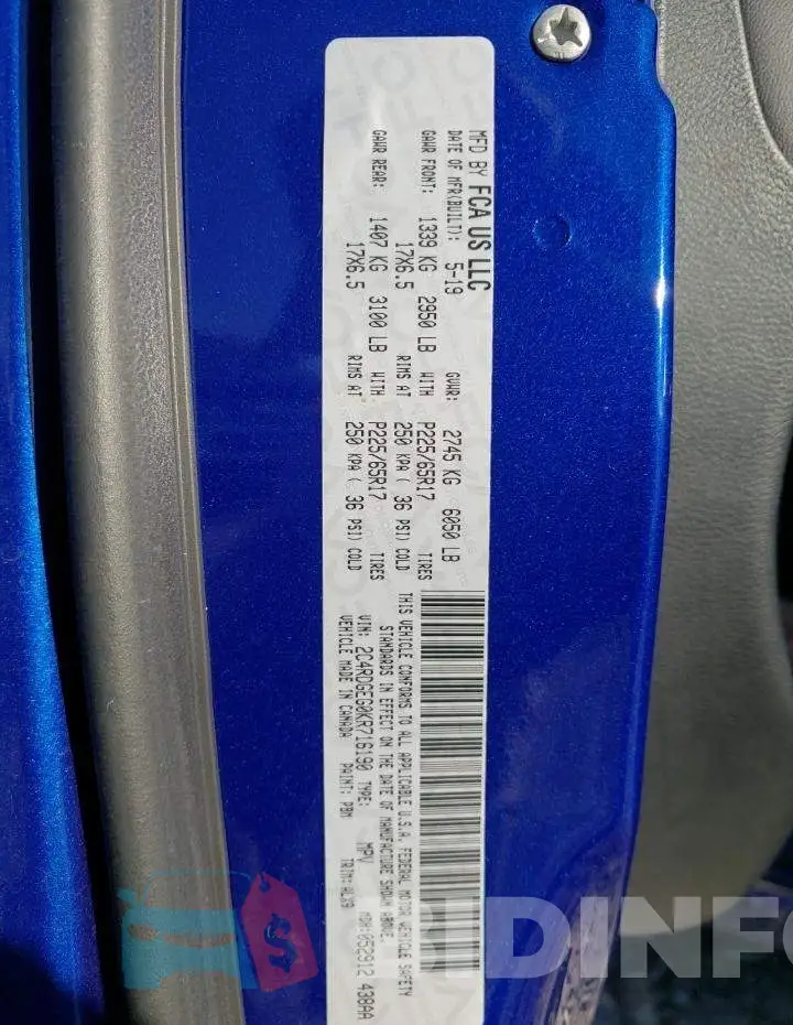 2C4RDGEG0KR716190 Photo# 14
