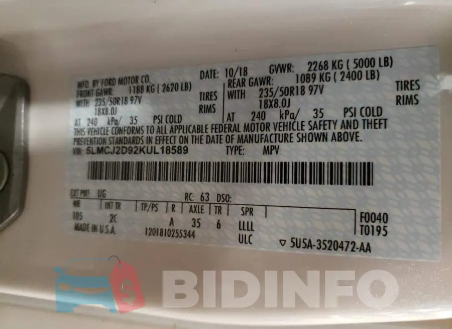 5LMCJ2D92KUL18589 Photo# 12