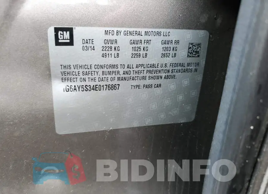 1G6AY5S34E0176867 Photo# 12