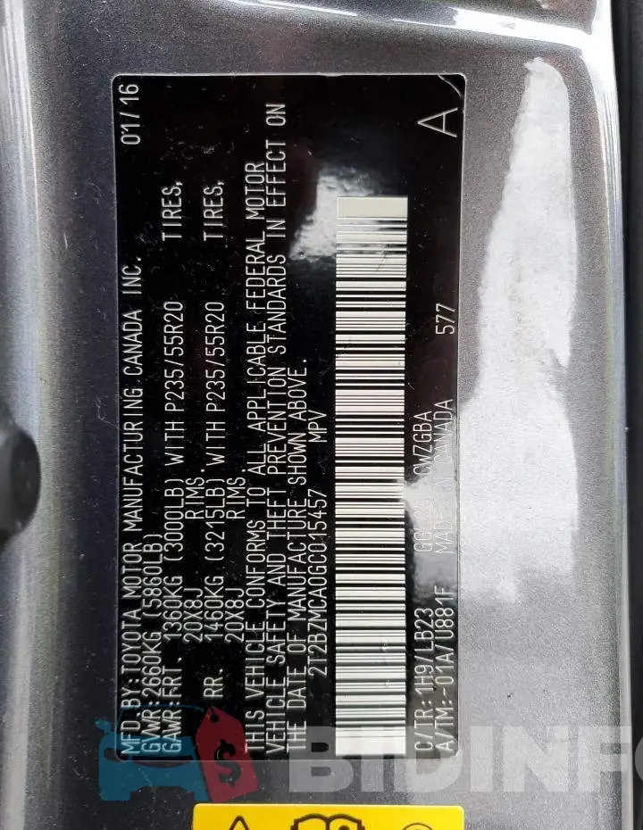 2T2BZMCA0GC015457 Photo# 13