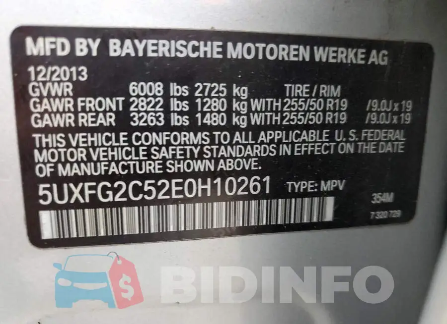 5UXFG2C52E0H10261 Photo# 13