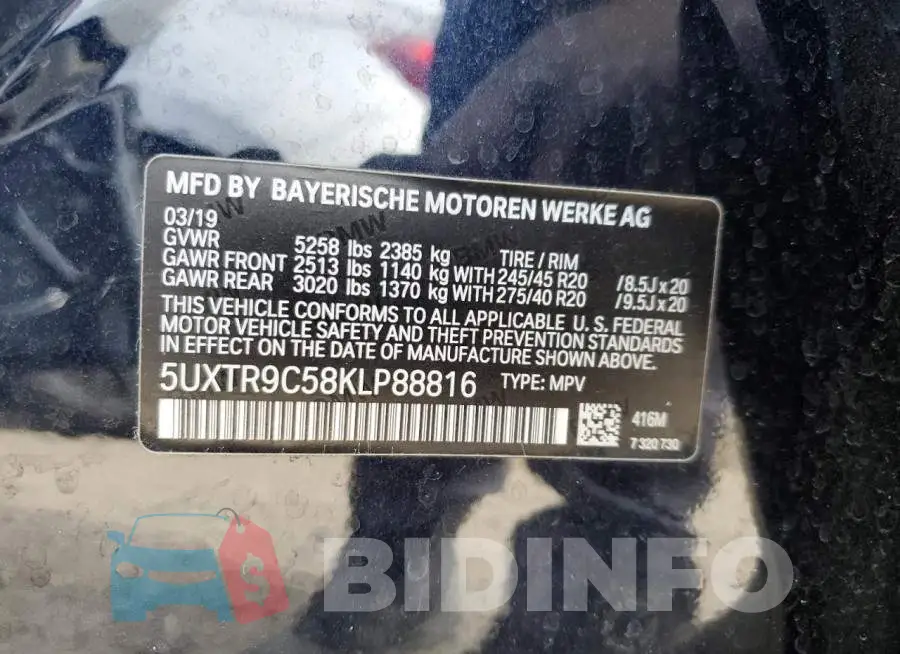5UXTR9C58KLP88816 Photo# 12