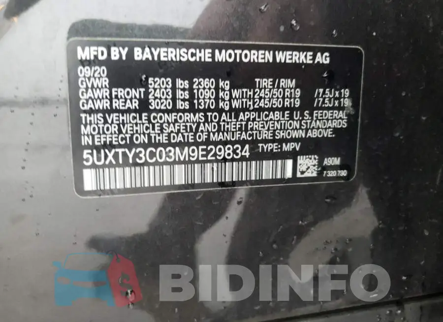 5UXTY3C03M9E29834 Photo# 14