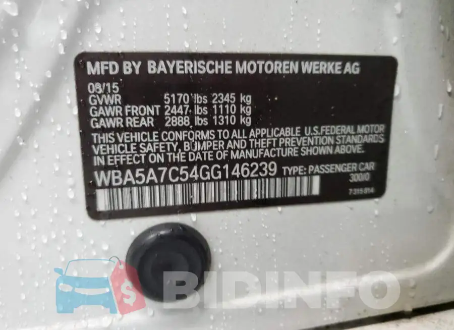 WBA5A7C54GG146239 Photo# 10