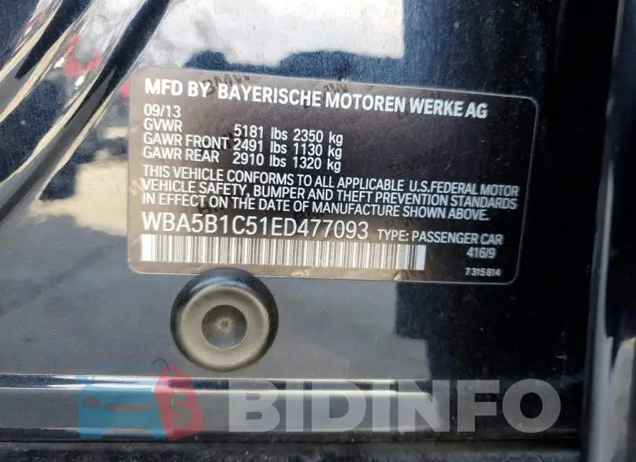 WBA5B1C51ED477093 Photo# 12