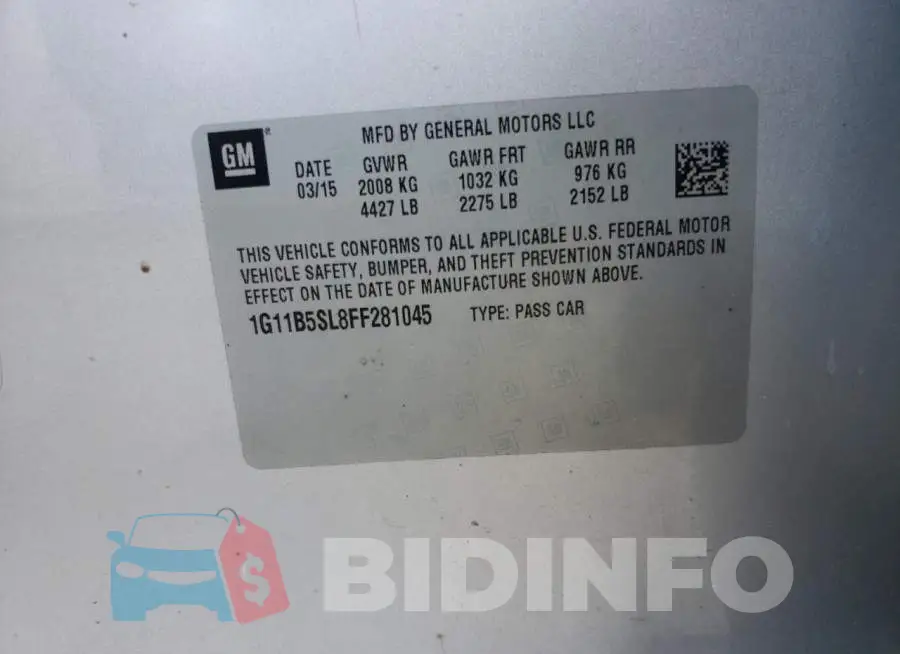 1G11B5SL8FF281045 Photo# 12