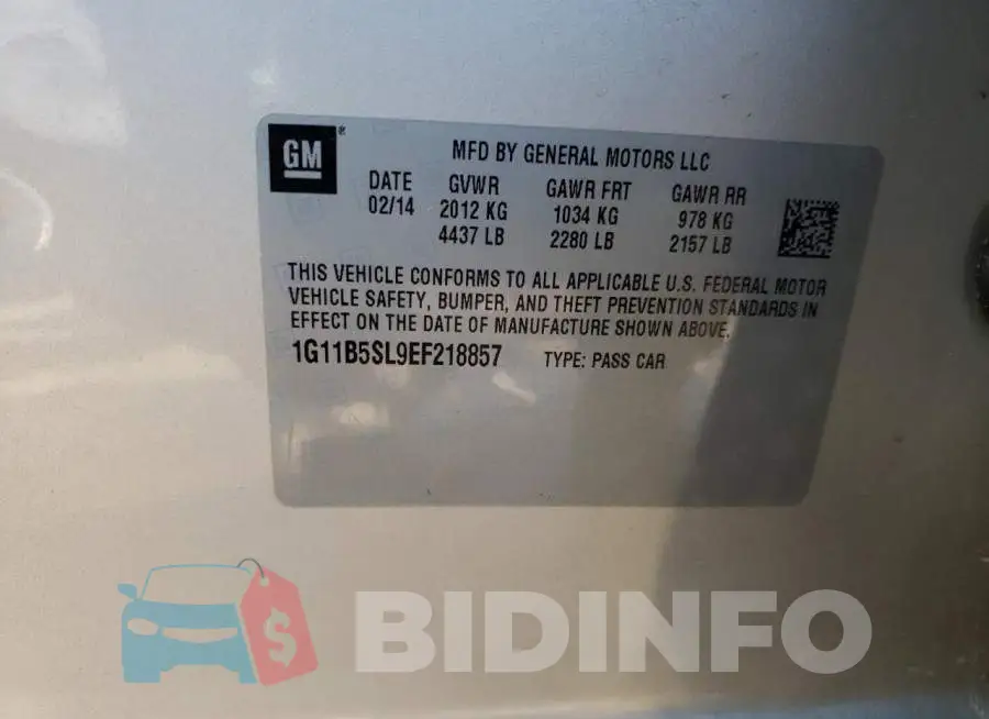 1G11B5SL9EF218857 Photo# 14