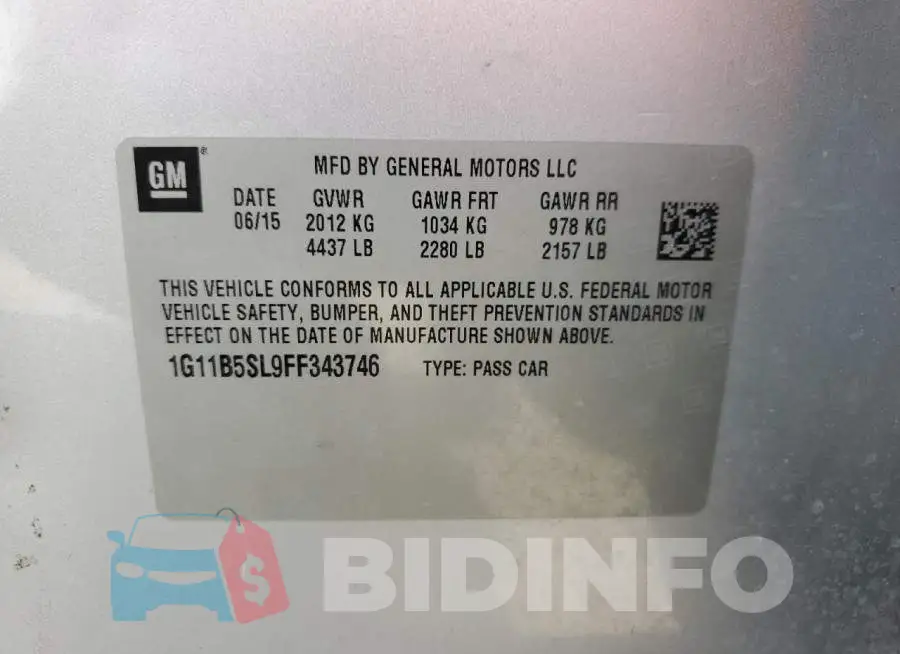 1G11B5SL9FF343746 Photo# 12