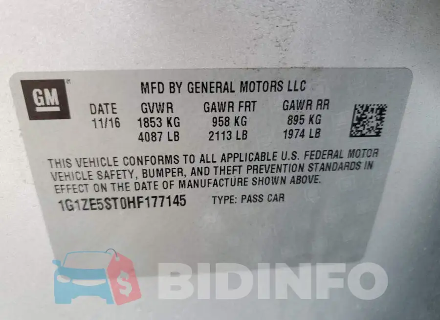 1G1ZE5ST0HF177145 Photo# 12
