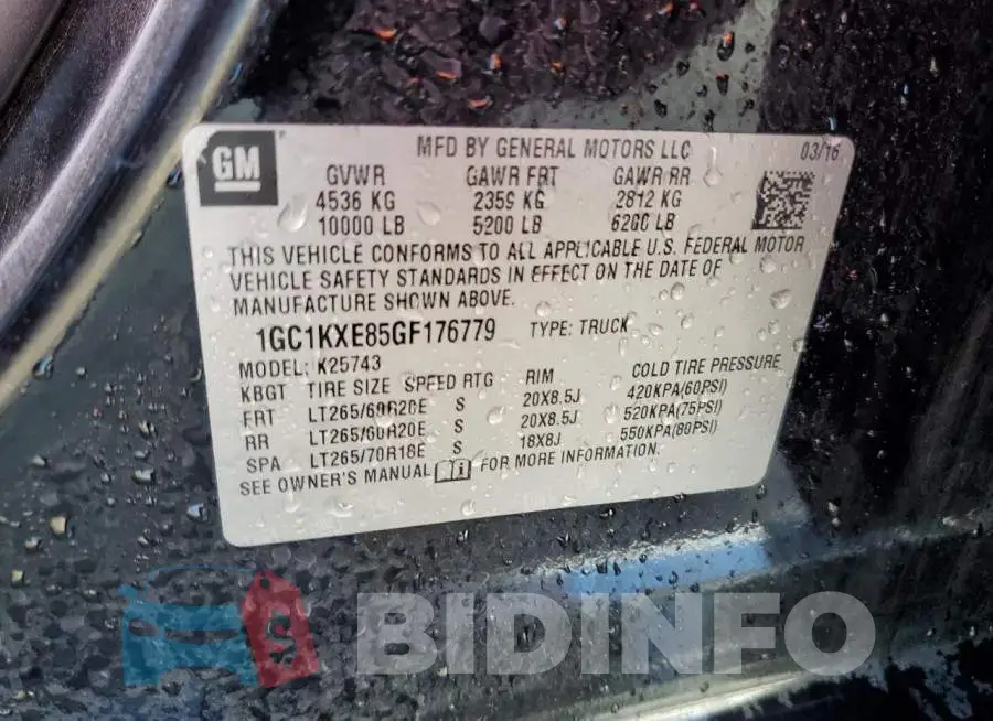 1GC1KXE85GF176779 Photo# 12