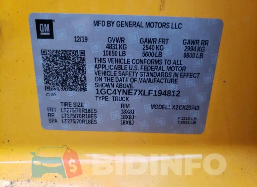 1GC4YNE7XLF194812 Photo# 12