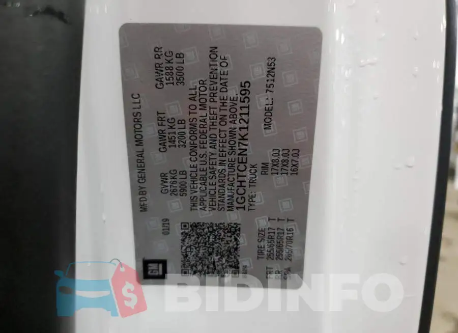 1GCHTCEN7K1211595 Photo# 12