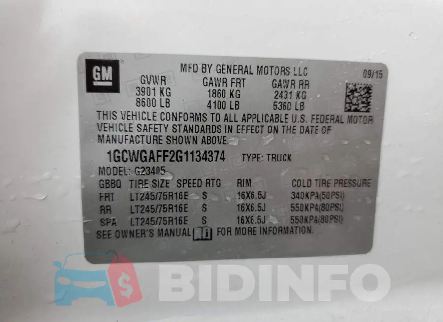 1GCWGAFF2G1134374 Photo# 10