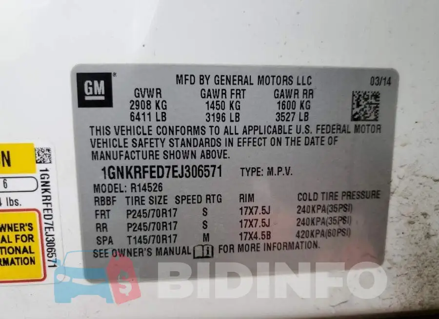 1GNKRFED7EJ306571 Photo# 13