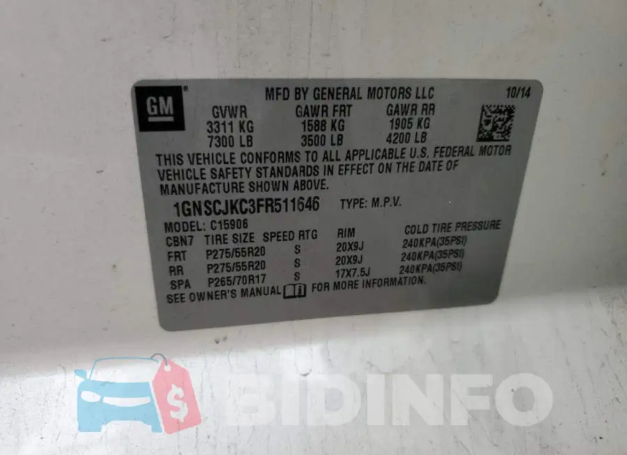 1GNSCJKC3FR511646 Photo# 13