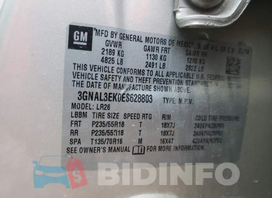 3GNAL3EK0ES628803 Photo# 13
