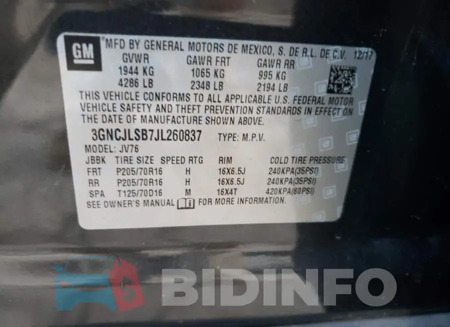 3GNCJLSB7JL260837 Photo# 14