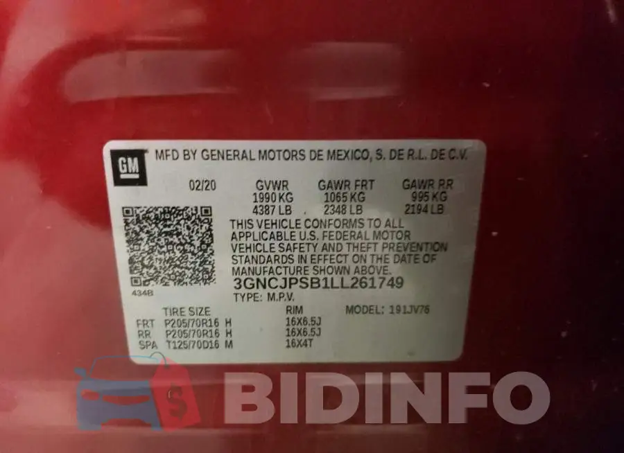 3GNCJPSB1LL261749 Photo# 10