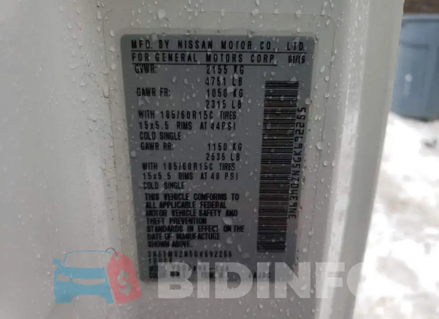 3N63M0ZN5GK692255 Photo# 13