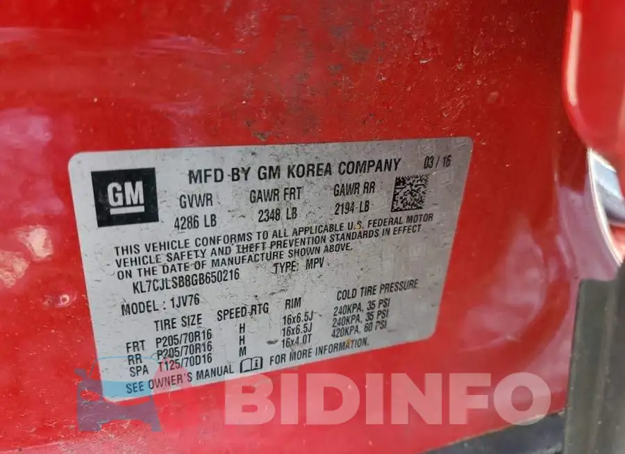 KL7CJLSB8GB650216 Photo# 12