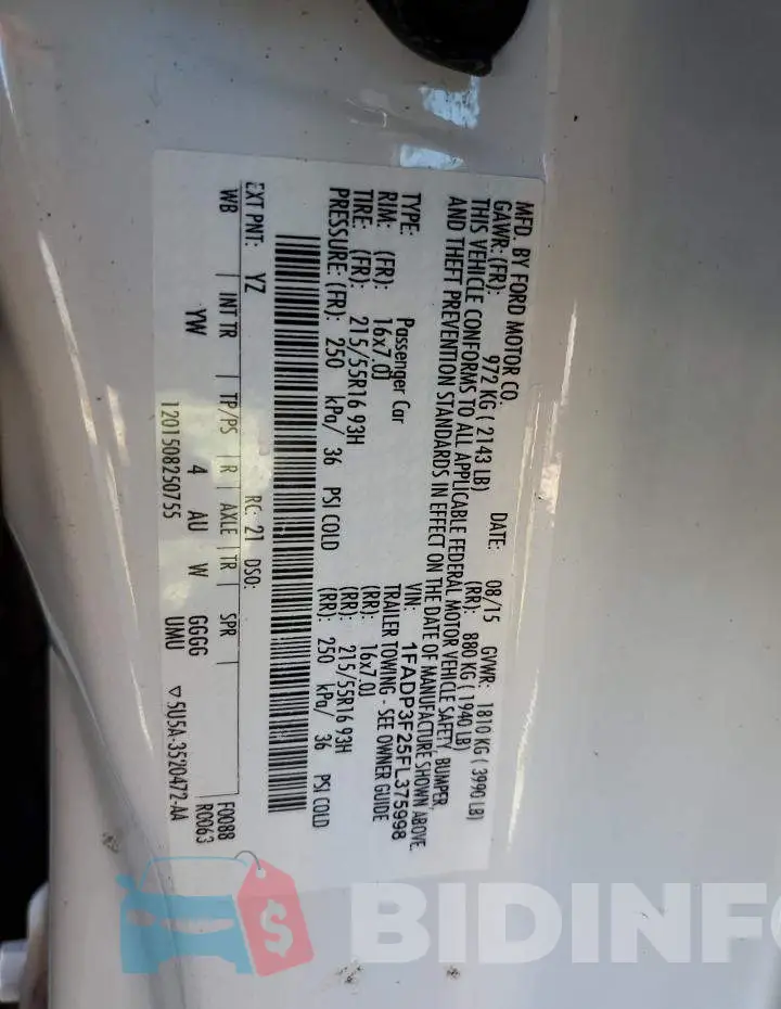 1FADP3F25FL375998 Photo# 12