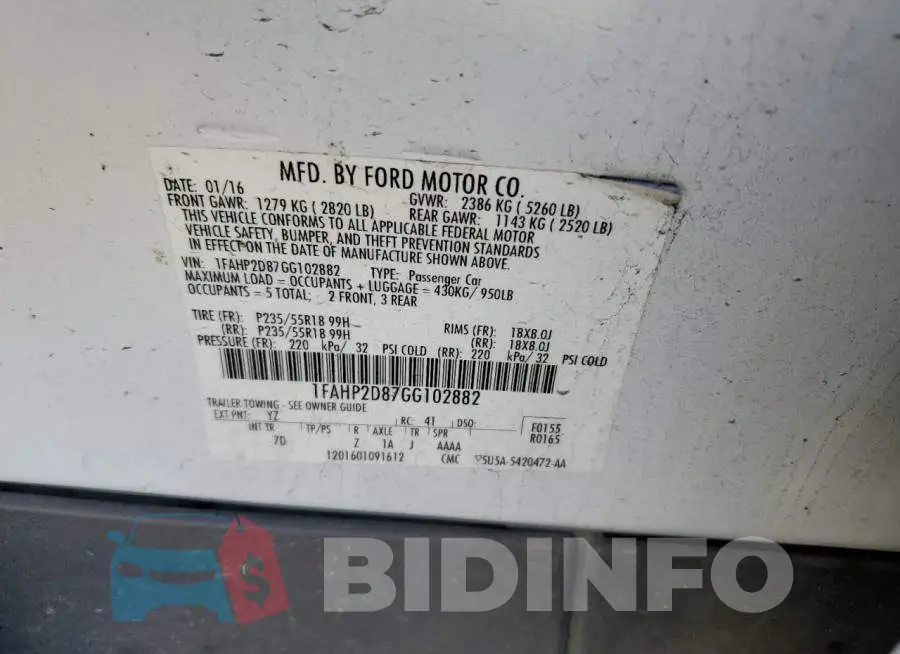 1FAHP2D87GG102882 Photo# 10
