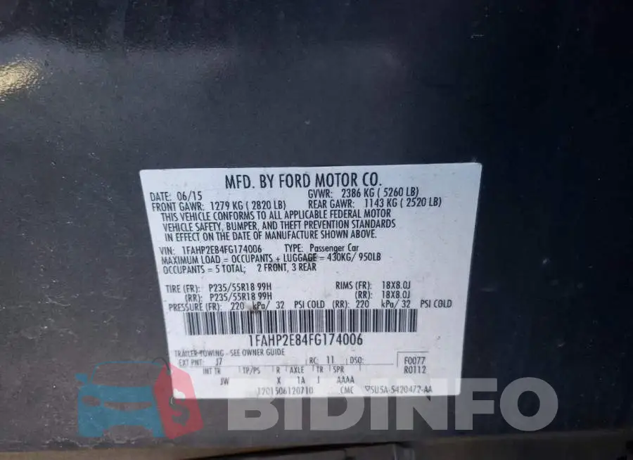 1FAHP2E84FG174006 Photo# 10