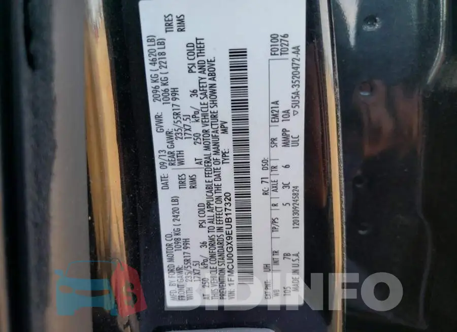 1FMCU0GX9EUB17320 Photo# 12